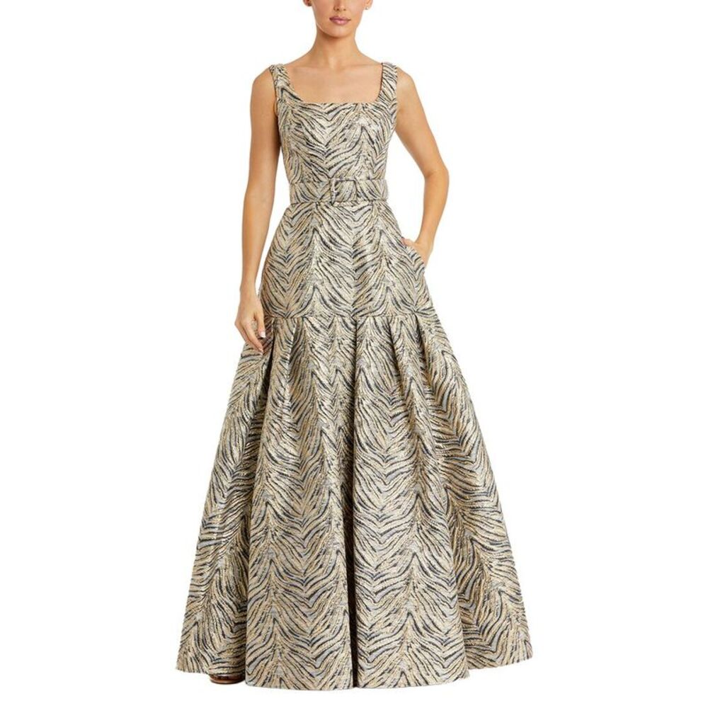 Mac Duggal Womens Belt Long Dress